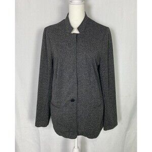 Banana Republic Classic Knit Textured Inverted Collar Blazer Sz Large Gray